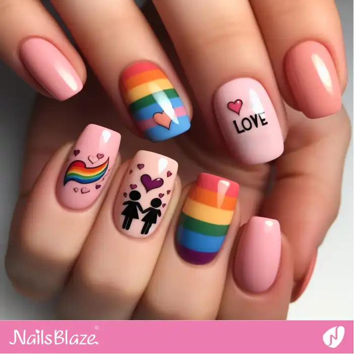 Lesbian Love Flag Nail Design | Pride | LGBTQIA2S+ Nails - NB2097